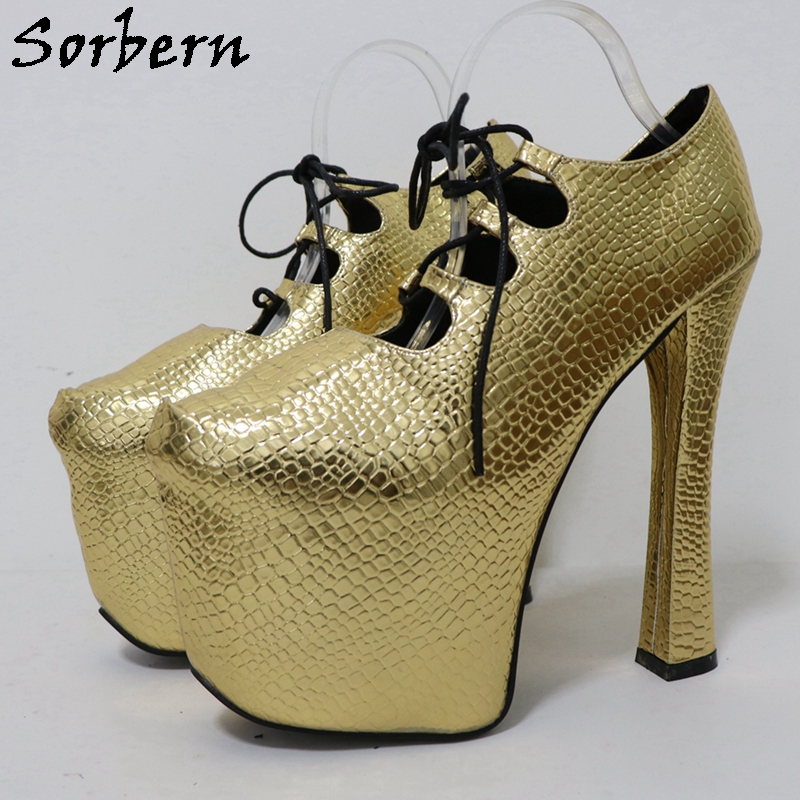 Pump Heel Block - Sorbern จระเข้ทอง 20 ซม.ปั๊ม Unisex Block
