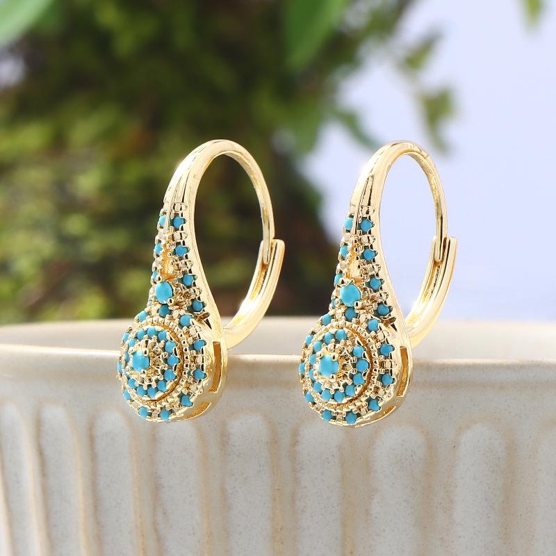 Women Formal Wear Ethnic - ต่างหูสีเทอร์ควอยซ์สไตล์ชาติพันธุ์ ของขวัญเครื่องประดับแฟชั่นสุดหรูสำหรับผู้หญิง เหมาะสำหรับใส่ในชีวิตประจำวันและงานที่เป็นทางการ