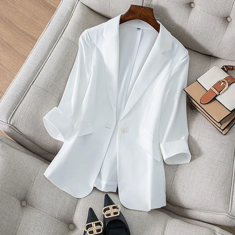 Women'S Formal Wear Plus Size - เสื้อแจ็กเก็ตสำหรับผู้หญิงชุดสูทประดับเพชรทรงสลิมฟิตเสื้อแจ็คเก็ตใส่ทำงานไซส์ใหญ่เสื้อโค้ทสั้นสไตล์เกาหลีแฟชั่นเกรซ