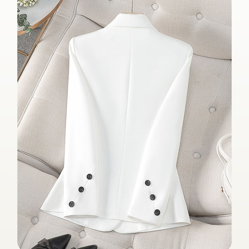 Women Formal Wear With Black Blazer - 2025 ฤดูใบไม้ผลิใหม่ฤดูใบไม้ร่วงสีขาวสีดํา Blazer ผู้หญิงแขนยาว Double Breasted