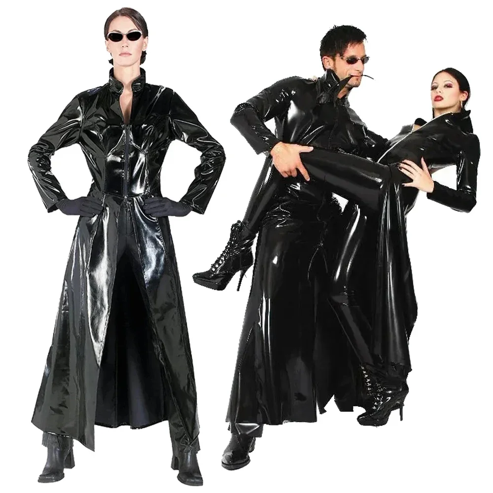 Trench Coat Formal - ชุดคอสเพลย์เมทริกซ์สำหรับงานปาร์ตี้ฮาโลวีน สไตล์โกธิค ยูนิเซ็กซ์ เซ็กซี่ ชุดแคทสูท PVC