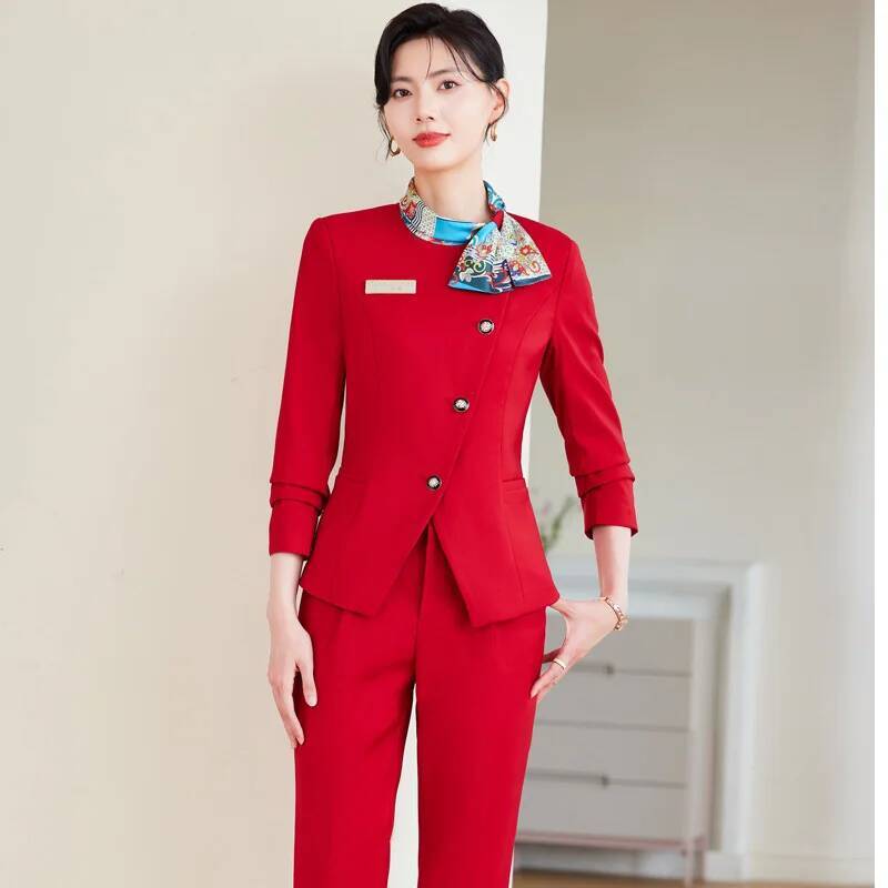 Women'S Formal Wear Plus Size - ชุดกางเกงสูทสไตล์หรูหราสำหรับผู้หญิงไซส์ใหญ่ เหมาะสำหรับใส่ทำงานในธุรกิจ ช่วงฤดูใบไม้ร่วงและฤดูหนาว ชุดทำงานมืออาชีพสำหรับการสัมภาษณ์งาน