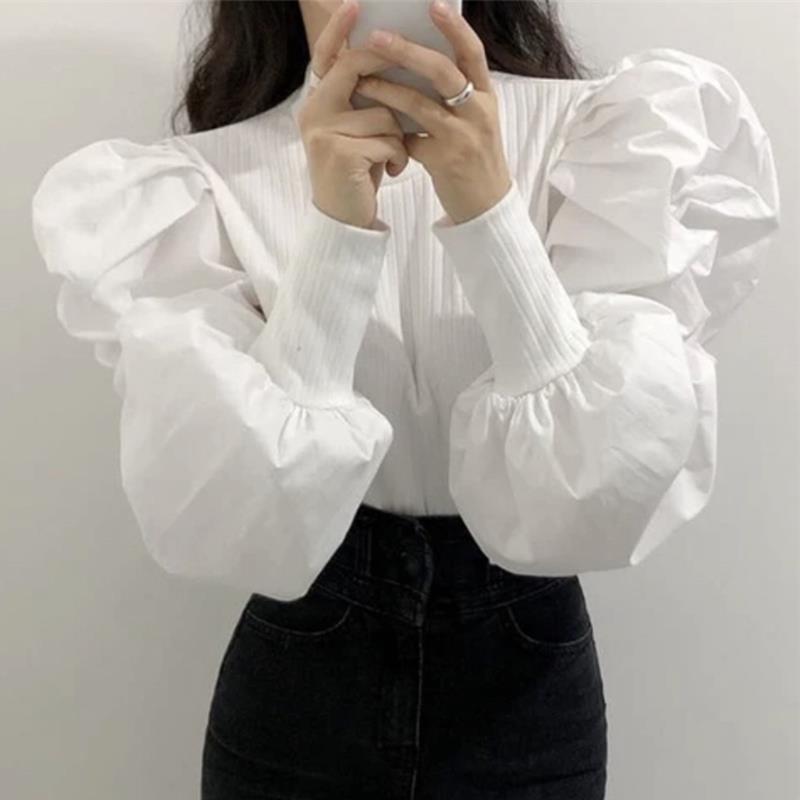 Women'S Formal Wear Blouse - เสื้อเบลาส์แขนยาวถักแบบสวมหัวเสื้อเชิ้ตสีพื้นเสื้อใส่ทำงานสำนักงานของผู้หญิงเสื้อสวมทำงานหรูหราสีดำสีขาว