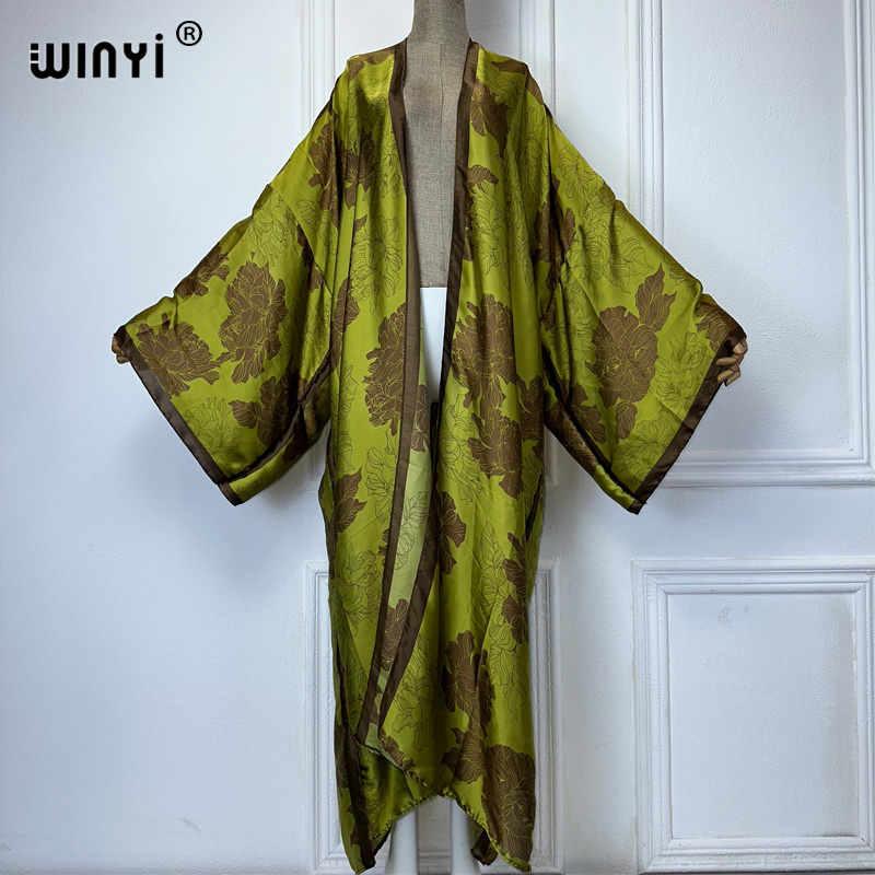 Young Women'S Formal Wear - WINYI แอฟริกา boho พิมพ์ชุดกิโมโนชุดยาวผู้หญิงเสื้อสเวตเตอร์ถักชุดชายหาด kaftan beach