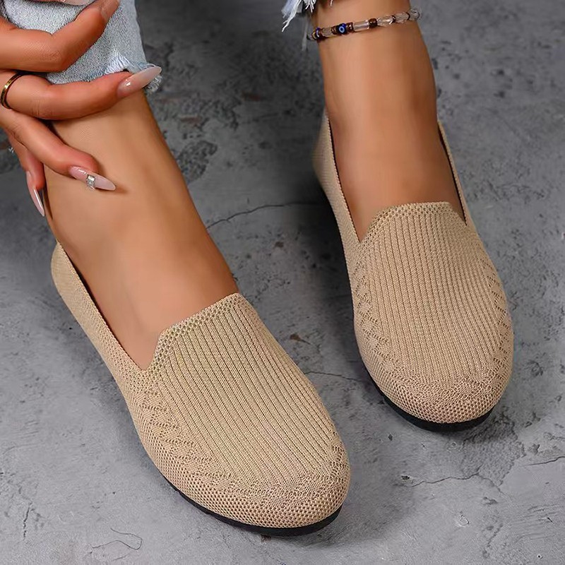 Formal Women Daily Wear Shoes - รองเท้าโลฟเฟอร์ถักสำหรับผู้หญิง น้ำหนักเบา กันลื่น รองเท้าส้นแบนสำหรับผู้หญิง สวมใส่สบายในชีวิตประจำวัน รองเท้าทางการที่ใส่สบาย