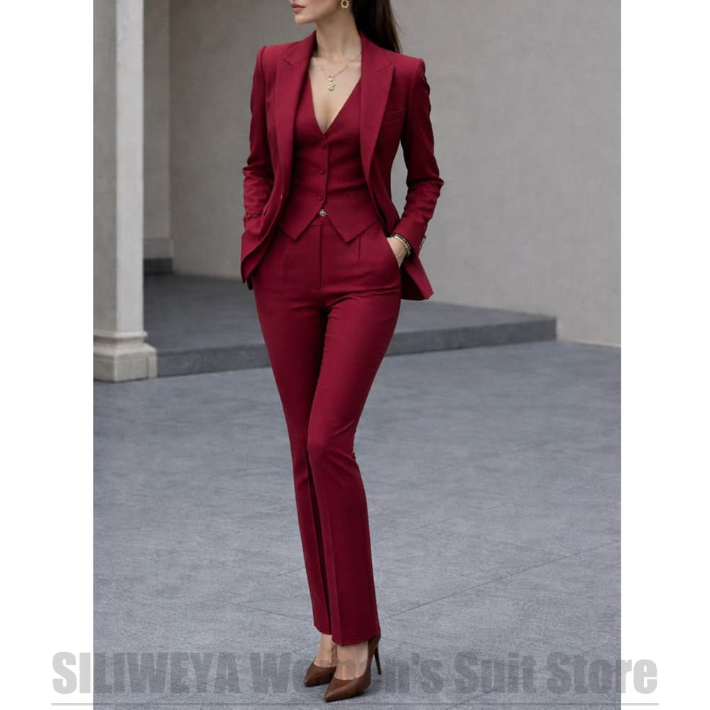 Women'S Office Formal Wear For Ladies - ชุดสูทผู้หญิง 3 ชิ้น เสื้อเบลเซอร์ เสื้อกั๊ก กางเกง