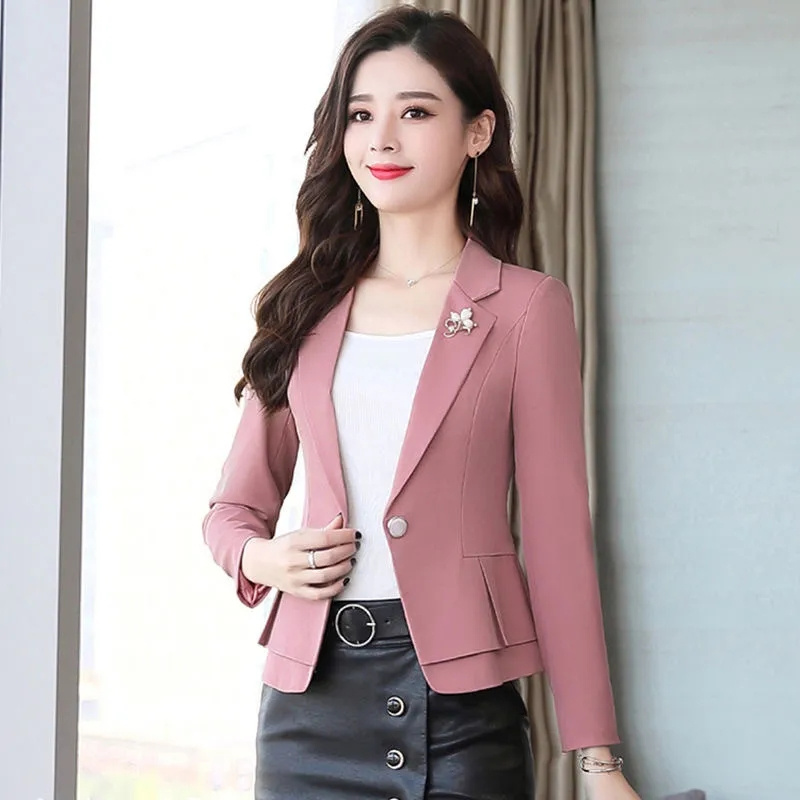 Women Formal Wear With Black Blazer - เสื้อโค้ทผู้หญิงสีแดง เขียว เบจ ดำ แบบเรียบง่าย สำหรับทำงาน