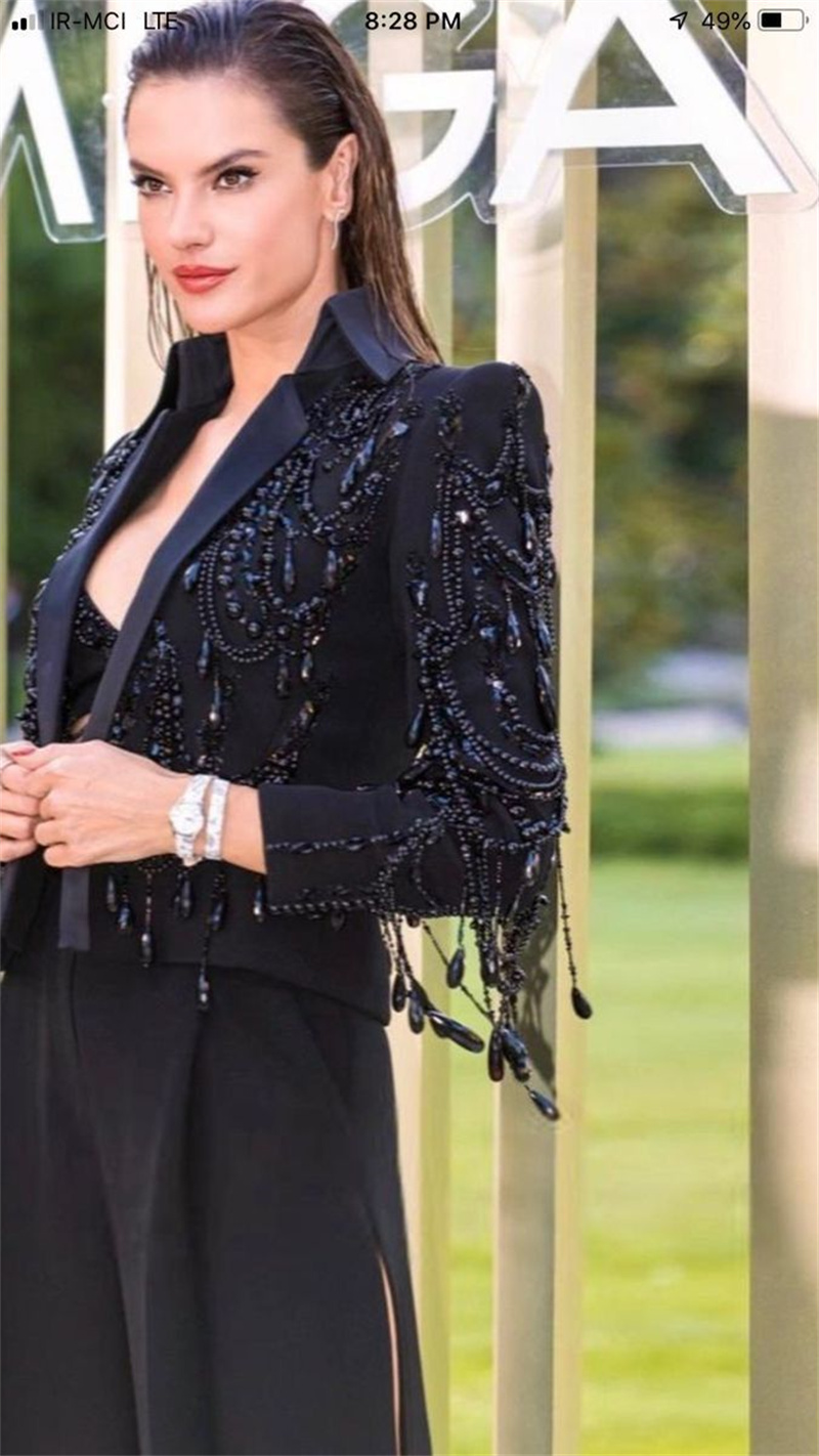 ชุดสูทผู้หญิงสีดำคริสตัล 2 ชิ้ - Women Formal Wear With Black Blazer บทวิจารณ์และราคา