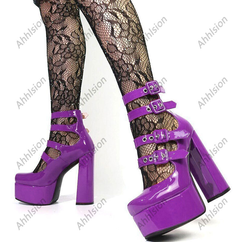 รองเท้าส้นสูงแบบมีสายรัดหนังแก - Pump Heel Block บทวิจารณ์และราคา
