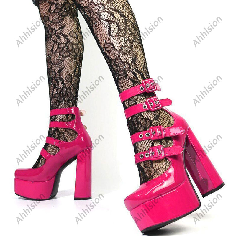 รองเท้าส้นสูงแบบมีสายรัดหนังแก - Pump Heel Block บทวิจารณ์และราคา