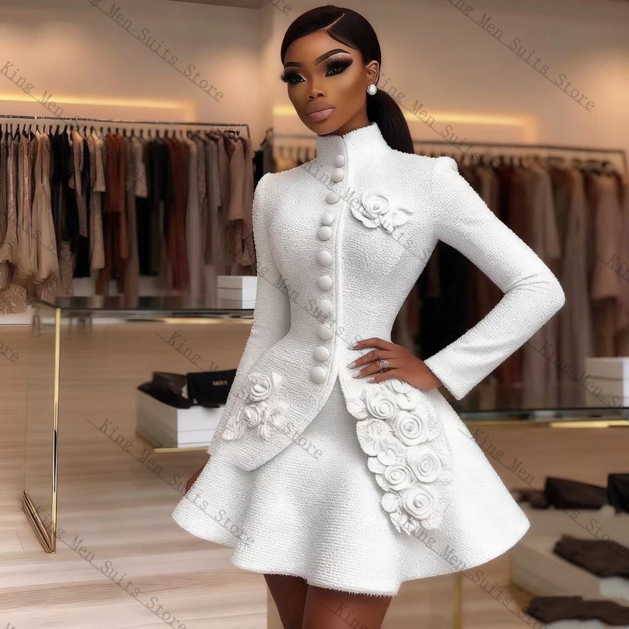 ชุดสูทผู้หญิงสีขาวหรูหรา 2 ชิ้ - Women Luxury Formal Wear บทวิจารณ์และราคา
