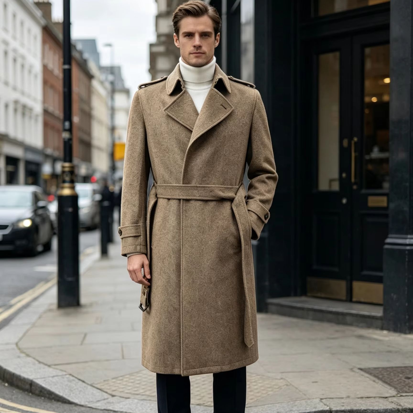 เสื้อโค้ทยาวผู้ชาย ขนสัตว์แท้  - Trench Coat Formal บทวิจารณ์และราคา