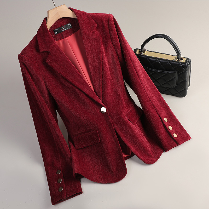 สีเหลืองทองกำมะหยี่เบลเซอร์ผู้ - Women'S Office Formal Wear For Ladies บทวิจารณ์และราคา