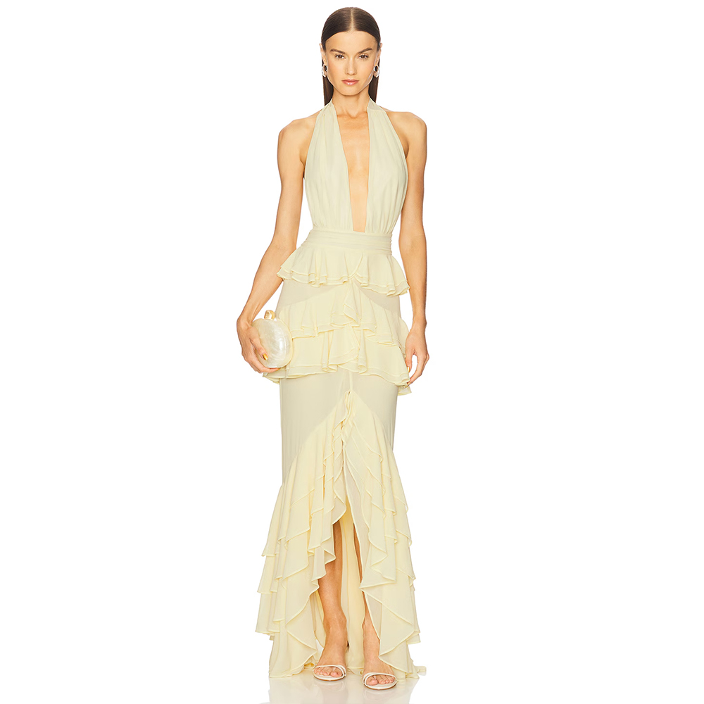 ชุดราตรีคอวีลึกแบบผูกคอ ผ่าหน้ - Women'S Formal Wear For A Wedding Guest บทวิจารณ์และราคา