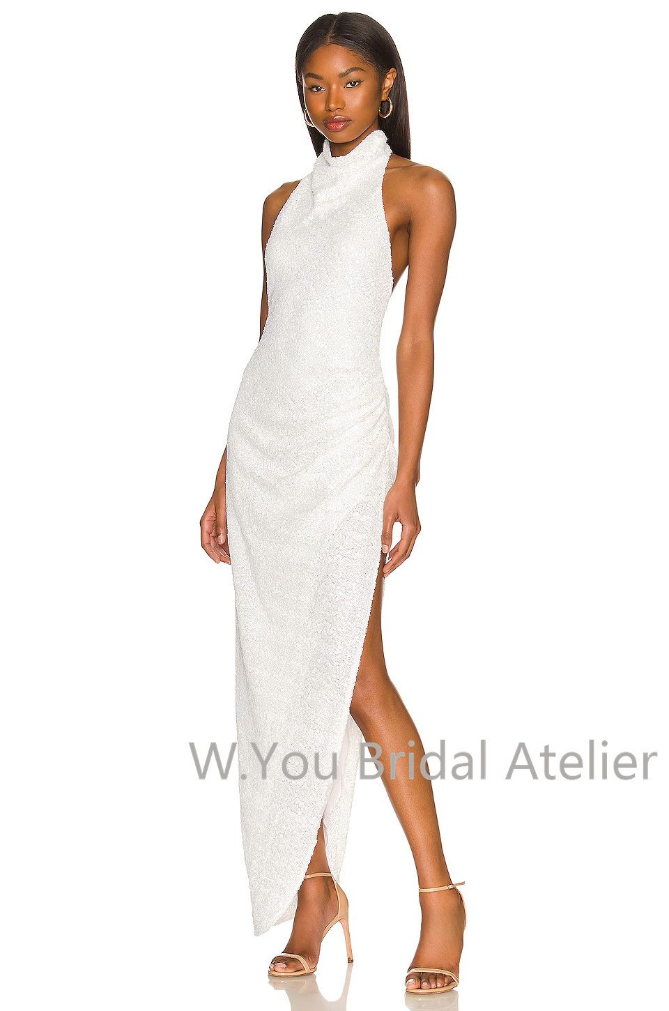 ชุดราตรีคอ halter สีขาวประดับเ - Women'S Formal Wear For A Wedding Guest บทวิจารณ์และราคา