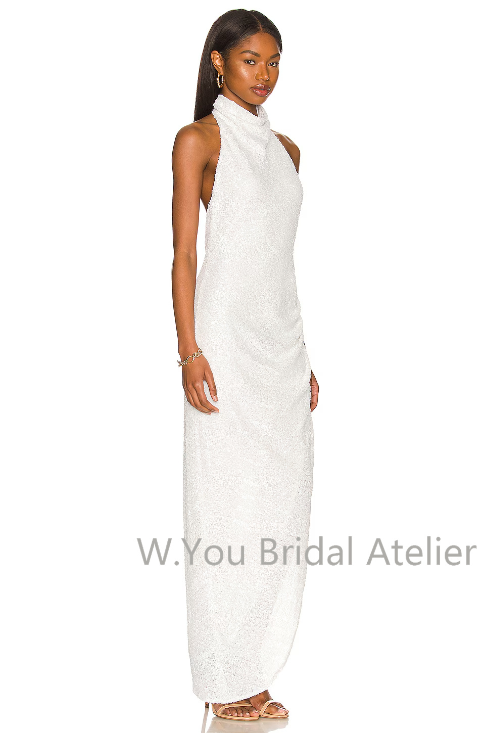 ชุดราตรีคอ halter สีขาวประดับเ - Women'S Formal Wear For A Wedding Guest บทวิจารณ์และราคา