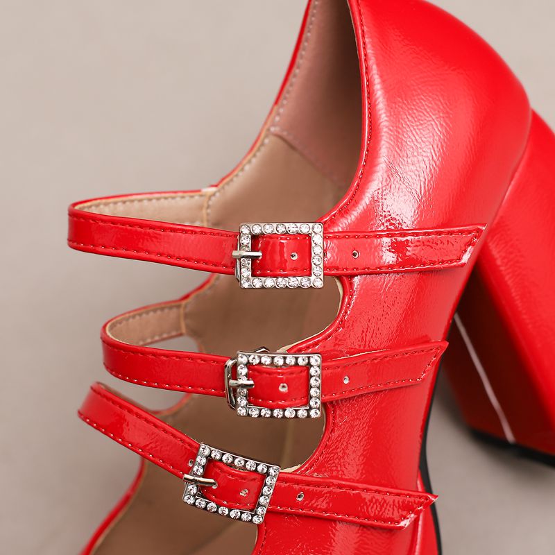 รองเท้าส้นตึกทรง Mary Janes ยี - Pump Heel Block บทวิจารณ์และราคา