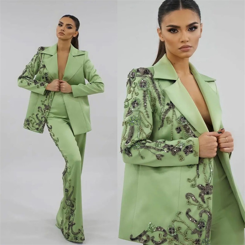 Designer สีเขียวซาตินผู้หญิงชุ - Women Luxury Formal Wear บทวิจารณ์และราคา