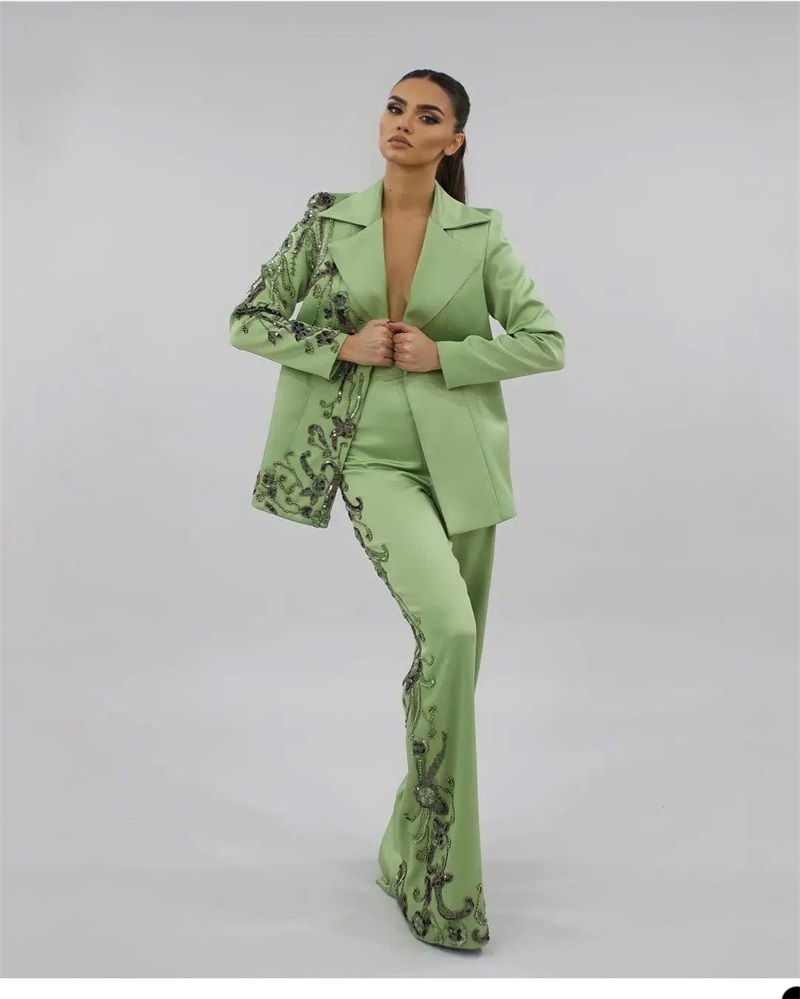 Designer สีเขียวซาตินผู้หญิงชุ - Women Luxury Formal Wear บทวิจารณ์และราคา