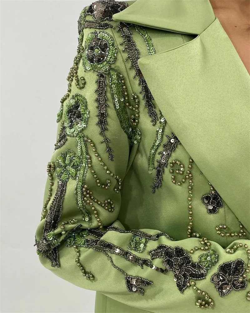 Designer สีเขียวซาตินผู้หญิงชุ - Women Luxury Formal Wear บทวิจารณ์และราคา
