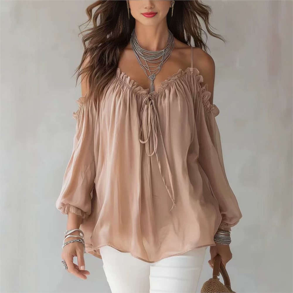 เสื้อชีฟองแขนยาวทรงหลวมสไตล์ลำ - Women'S Formal Wear Blouse บทวิจารณ์และราคา