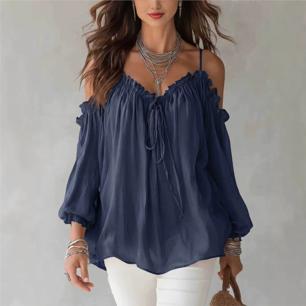 เสื้อชีฟองแขนยาวทรงหลวมสไตล์ลำ - Women'S Formal Wear Blouse บทวิจารณ์และราคา