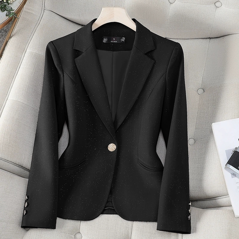 เสื้อเบลเซอร์ผู้หญิง ฤดูใบไม้ผ - Women Formal Wear With Black Blazer บทวิจารณ์และราคา