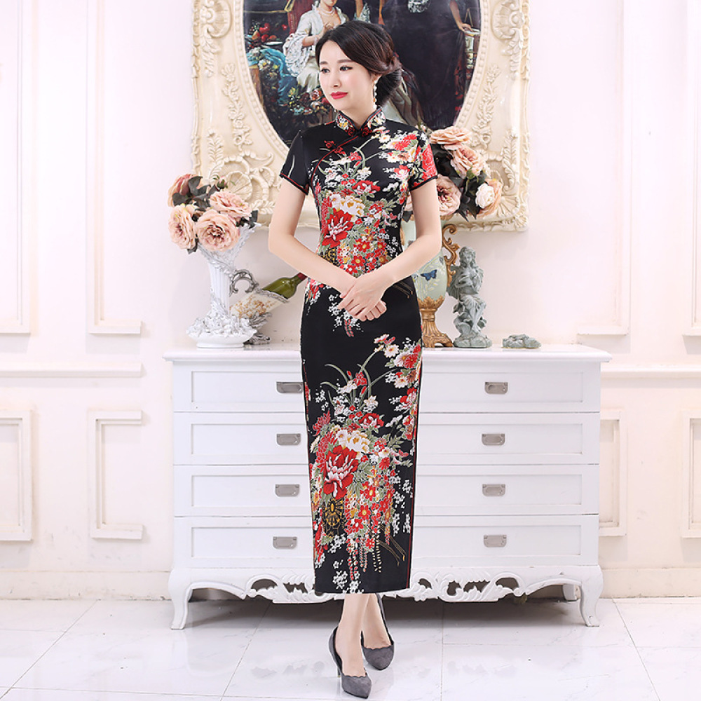 ชุดกี่เพ้าผ้าซาตินคลาสสิกพิมพ์ - Women'S Formal Wear Plus Size บทวิจารณ์และราคา